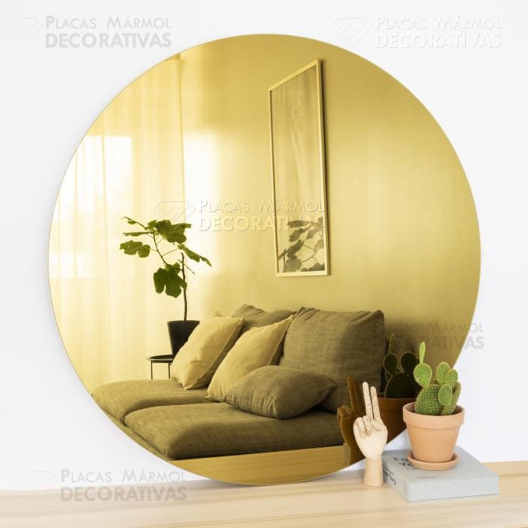 Metacrilato espejo dorado circular